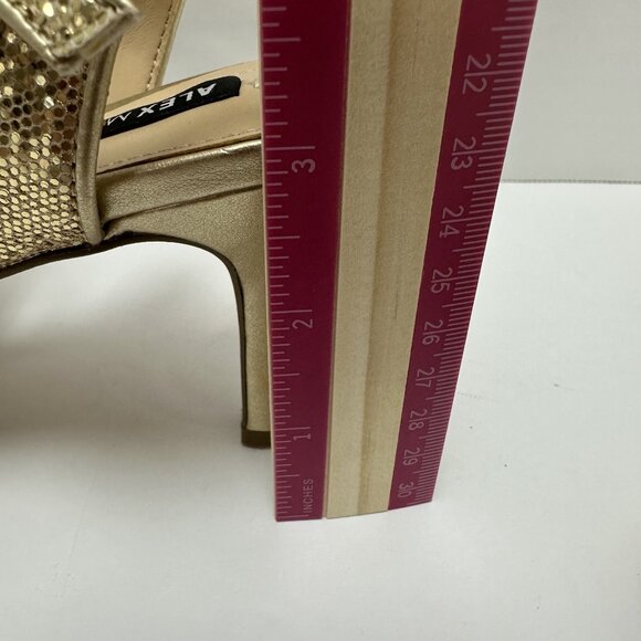 Alexa Marie Women's Gold Glittered Shoes Size 7.5 Strappy Eveningwear - Picture 9 of 11